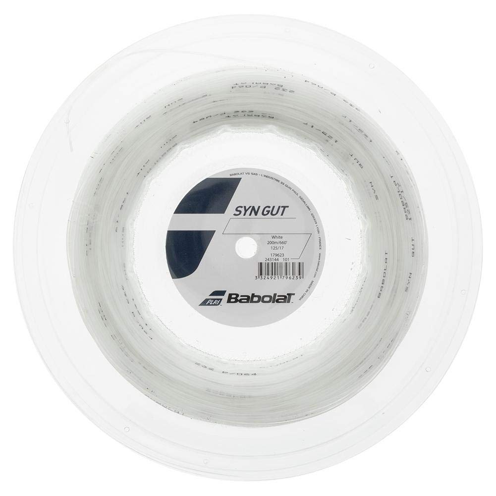 Babolat Synthetic Gut - SYN Gut - Tennis String - White - 1.30mm/16G - 200m (660ft) Reel