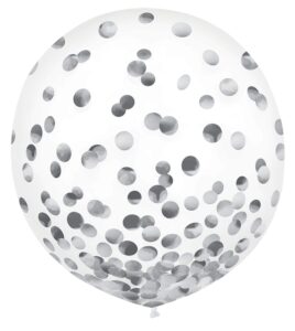 premium silver foil confetti latex balloons - 24" (2 pc) - elegant & fun party decor - perfect for celebrations, weddings & events