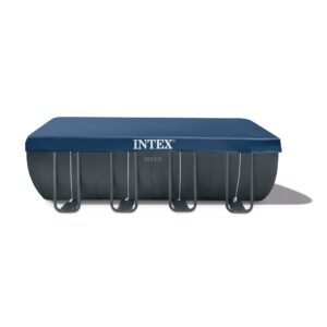 INTEX 26355EH Ultra 18'x9'x52" Ultra XTR Rectangular Frame Pool Set with 120V 1,200 GPH Sand Filter Pump, Ladder, Ground Cloth, and Solar Pool Cover