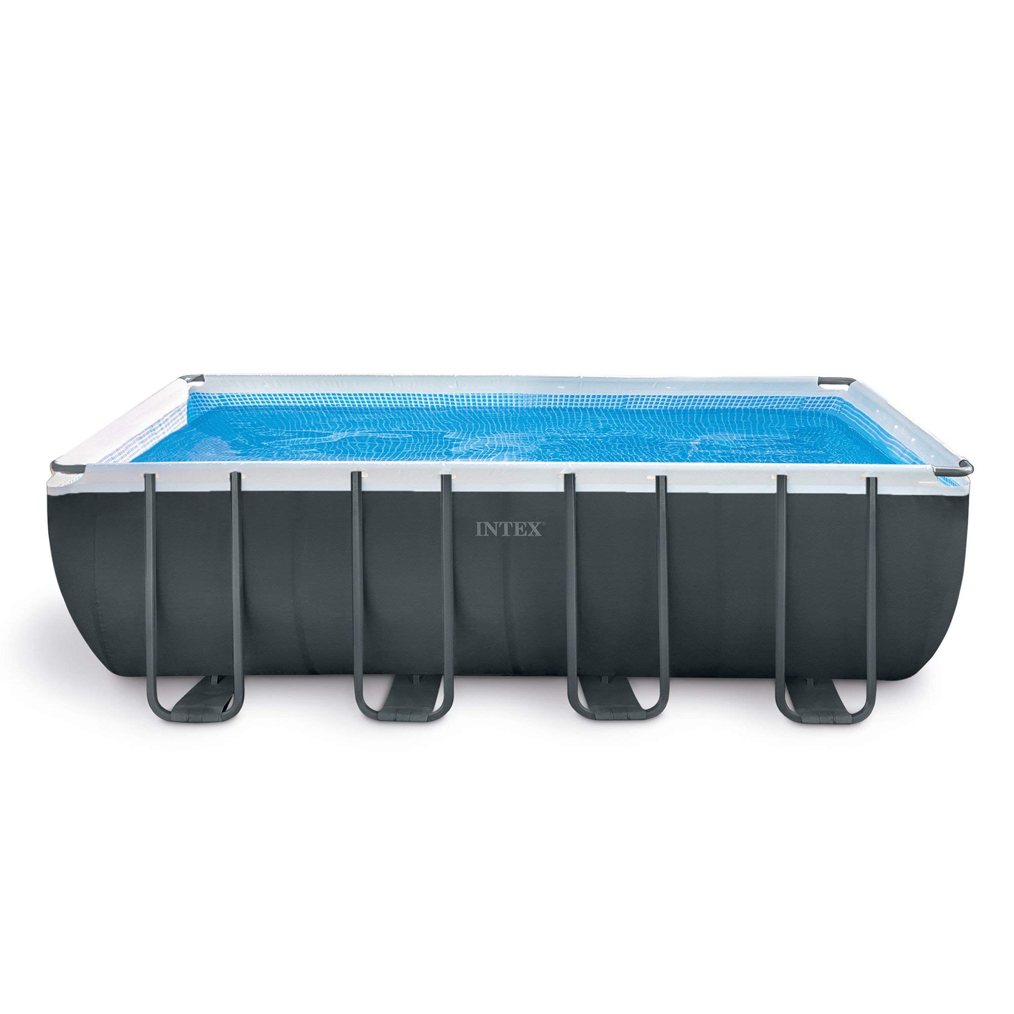 INTEX 26355EH Ultra 18'x9'x52" Ultra XTR Rectangular Frame Pool Set with 120V 1,200 GPH Sand Filter Pump, Ladder, Ground Cloth, and Solar Pool Cover