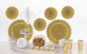 amscan glam party paper decorating kit (gold) - 9 pcs