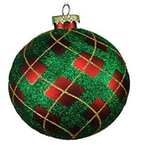 Queens of Christmas 4 Pack Christmas Ornaments, 100mm, Red & Green, 4 Count