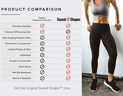 Sweat Shaper Women's Sauna Leggings Compression High Waist Yoga Pants Thermo Sweat Capris (Black, X-Large)