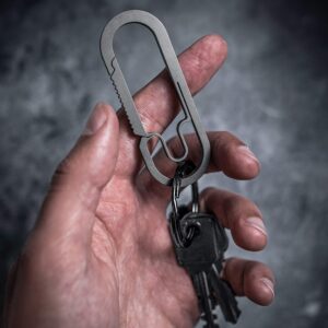 MØTH Titanium Carabiner Keychain -The Baxter - Ultralight Multipurpose Clip for Everyday Carry & Use - For Hiking, Camping, Daily Use, & More Flexgate Design - Strong & Durable - 2.75 x 1 x 1/8 Inches