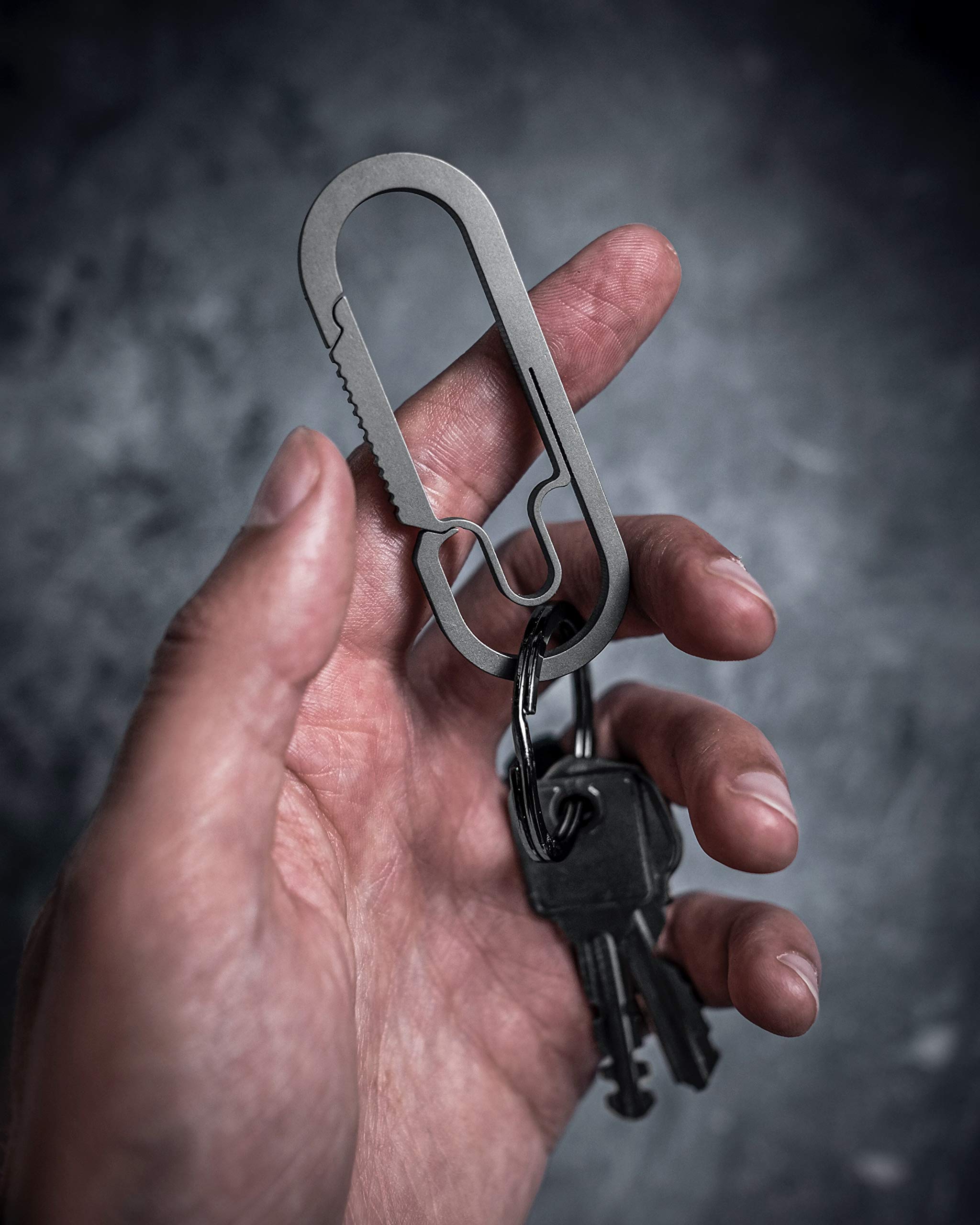 MØTH Titanium Carabiner Keychain -The Baxter - Ultralight Multipurpose Clip for Everyday Carry & Use - For Hiking, Camping, Daily Use, & More Flexgate Design - Strong & Durable - 2.75 x 1 x 1/8 Inches