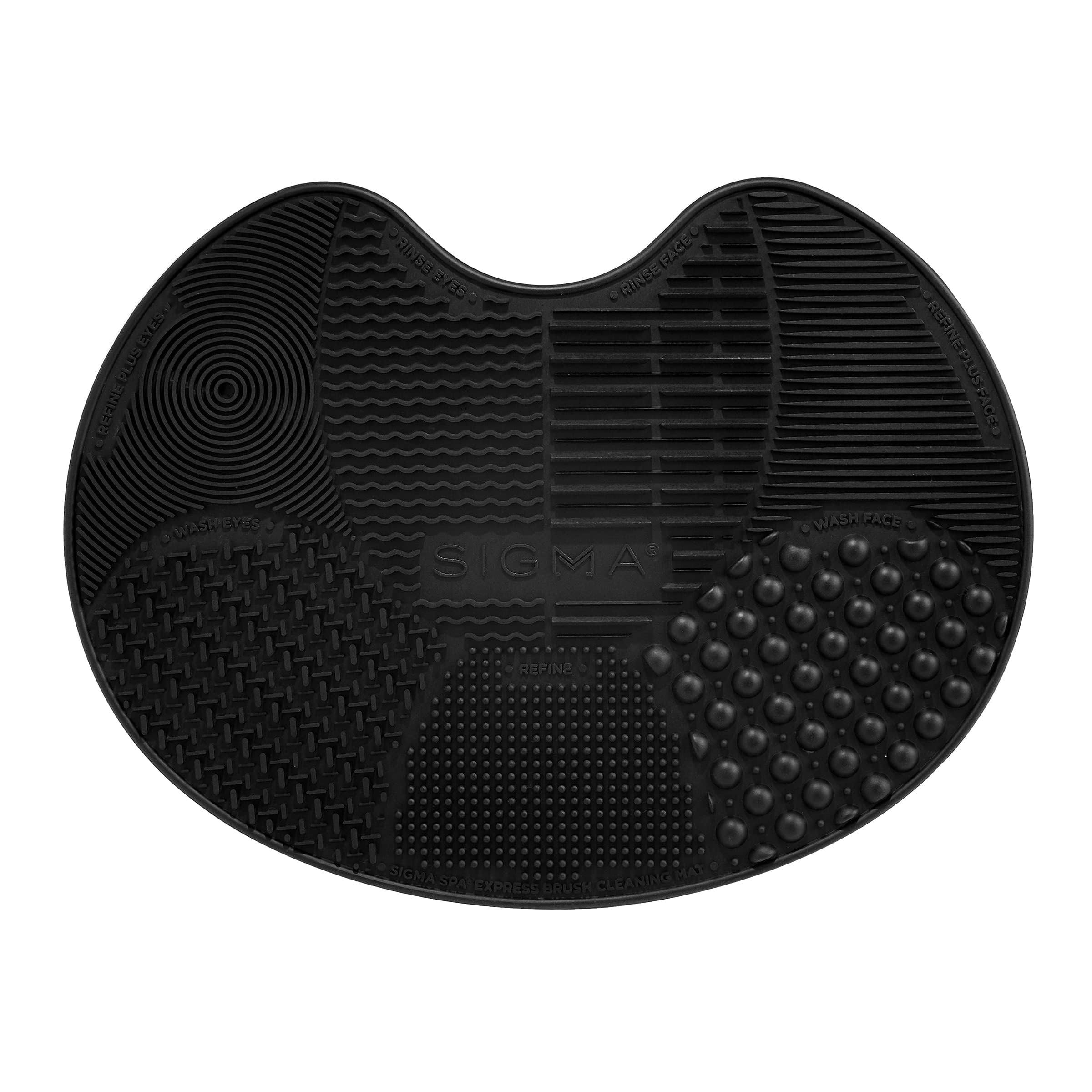 Sigma Beauty Makeup Brush Cleaner Mat – Sigma Spa Express Silicone Makeup Brush Cleaning Mat with Suction Cups for Cleaning Makeup Brushes, Compact Design Fit for Any Travel Makeup Kit (Black)