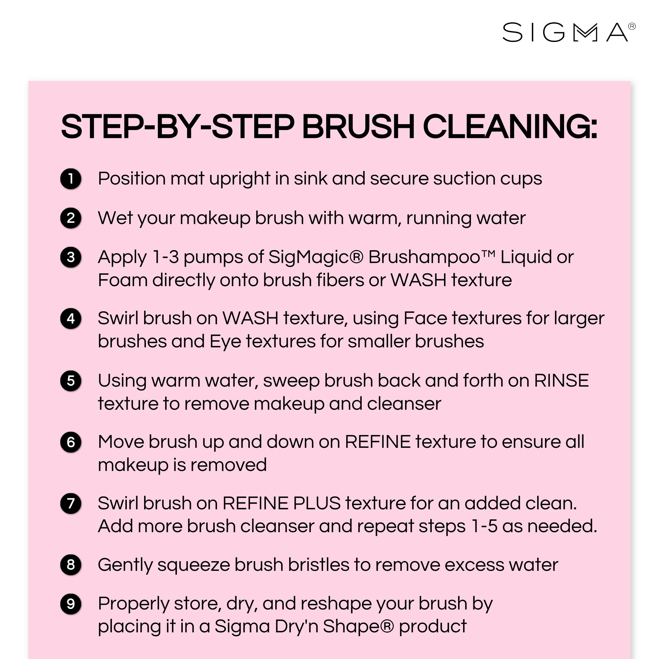 Sigma Beauty Makeup Brush Cleaner Mat – Sigma Spa Express Silicone Makeup Brush Cleaning Mat with Suction Cups for Cleaning Makeup Brushes, Compact Design Fit for Any Travel Makeup Kit (Black)