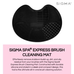 Sigma Beauty Makeup Brush Cleaner Mat – Sigma Spa Express Silicone Makeup Brush Cleaning Mat with Suction Cups for Cleaning Makeup Brushes, Compact Design Fit for Any Travel Makeup Kit (Black)