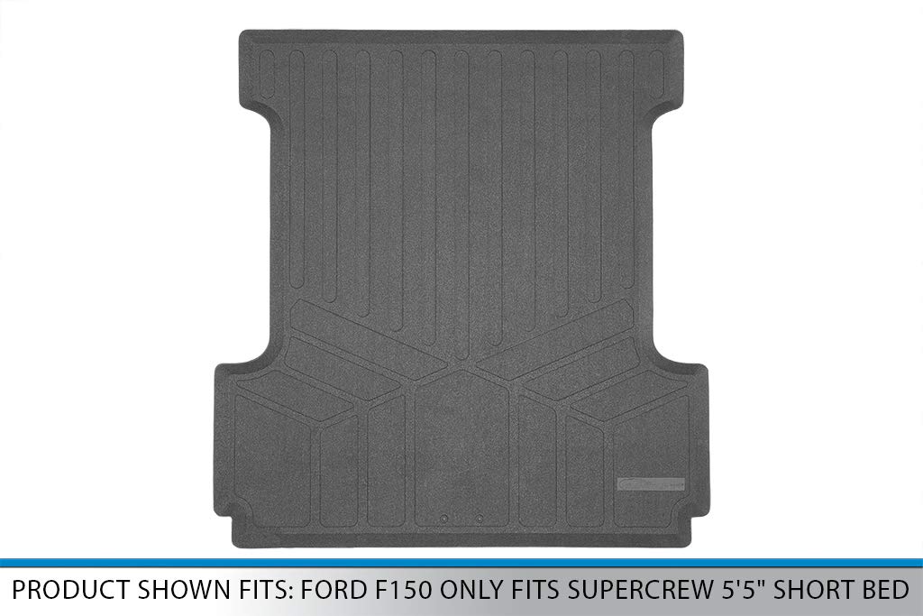 SMARTLINER K0167 Truck Rugged Rubber Bed Liner Mat for 2015-2022 Ford F150 SuperCrew Cab F-150 Black