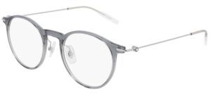 montblanc pantos eyeglasses mb0099o 001 gray/silver/transparent 48mm 0099