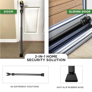 Guard Dog Security Door Jammer 2-in-1 Adjustable Door Knob Jammer & Sliding Patio Door Security Bar – 40 Different adjustments (Black w/Alarm)