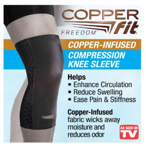 Copper Fit Freedom Knee Sleeve 2 Pack, Copper Infused Compression Sleeve with Contour Design, 2 Knee Sleeve, As Seen on TV (Large)