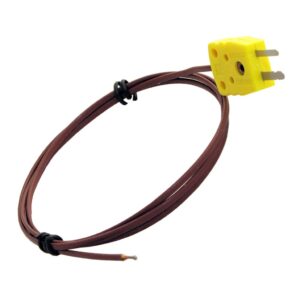 type k beaded wire thermocouple with miniature male connector, single thermocouple