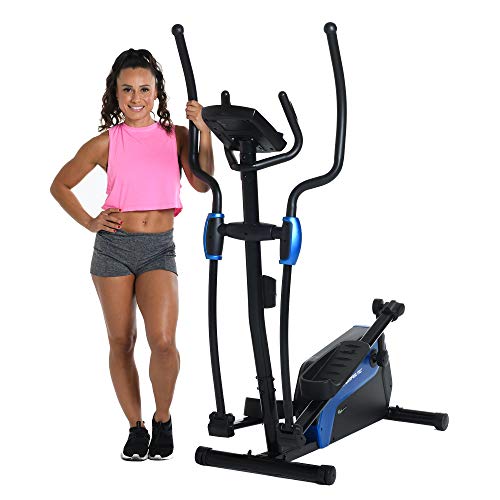 EXERPEUTIC 6000 QF Magnetic Elliptical with Bluetooth MyCloudFitness App, Black and Blue