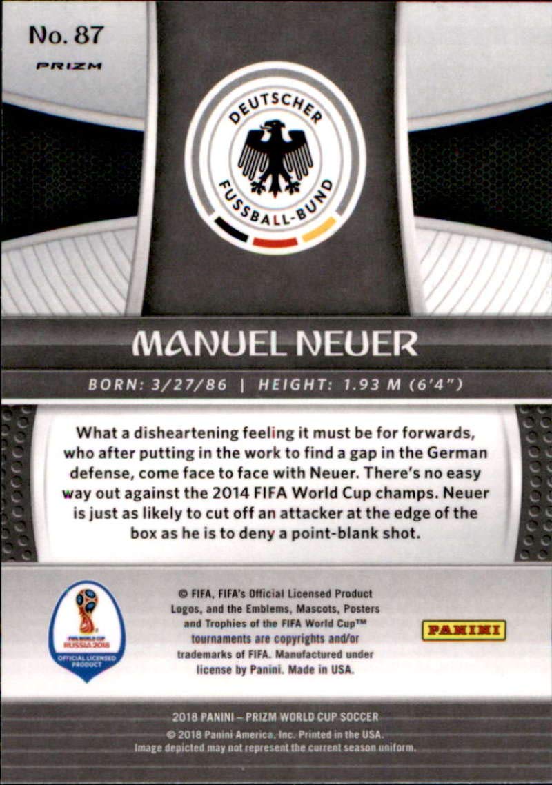 2018 Panini Prizm World Cup Red and Blue Wave Prizms #87 Manuel Neuer Germany Soccer Card