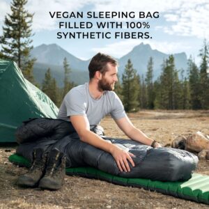 Hyke & Byke Katahdin 0°F Cold Weather Mummy Hiking & Backpacking Sleeping Bag - Synthetic 625 FP 4 Season Sleeping Bags for Adults - Ultralight Includes Compression Stuff Sack (Charcoal Gray, Long)