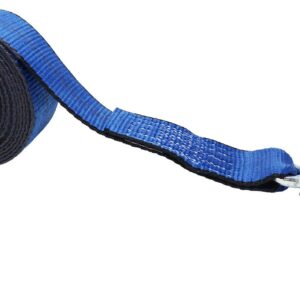 CustomTieDowns 2 Inch x 16 Foot Heavy Duty Replacement Winch Strap, Boat Hook On One End, 1 Inch Loop On Opposite End for Attachment to Winch. (Blue)