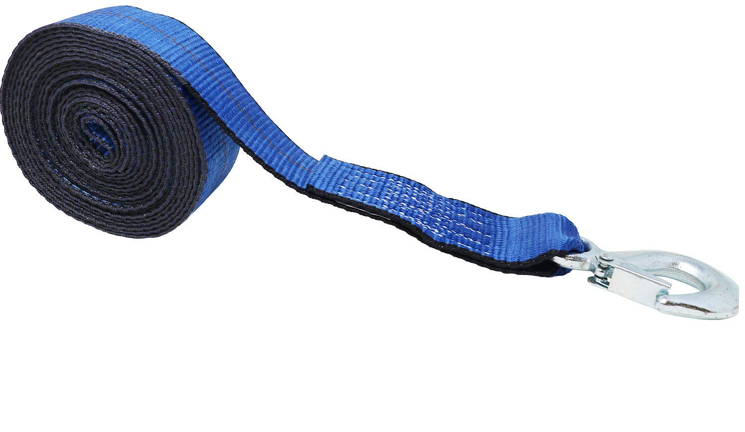 CustomTieDowns 2 Inch x 16 Foot Heavy Duty Replacement Winch Strap, Boat Hook On One End, 1 Inch Loop On Opposite End for Attachment to Winch. (Blue)