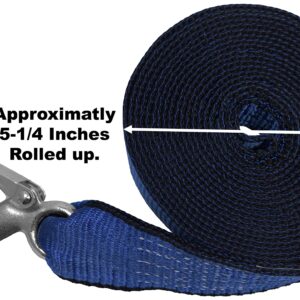 CustomTieDowns 2 Inch x 16 Foot Heavy Duty Replacement Winch Strap, Boat Hook On One End, 1 Inch Loop On Opposite End for Attachment to Winch. (Blue)