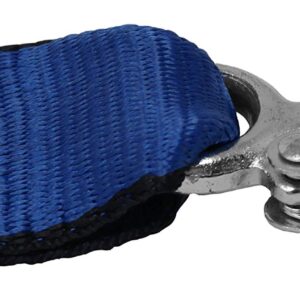 CustomTieDowns 2 Inch x 16 Foot Heavy Duty Replacement Winch Strap, Boat Hook On One End, 1 Inch Loop On Opposite End for Attachment to Winch. (Blue)