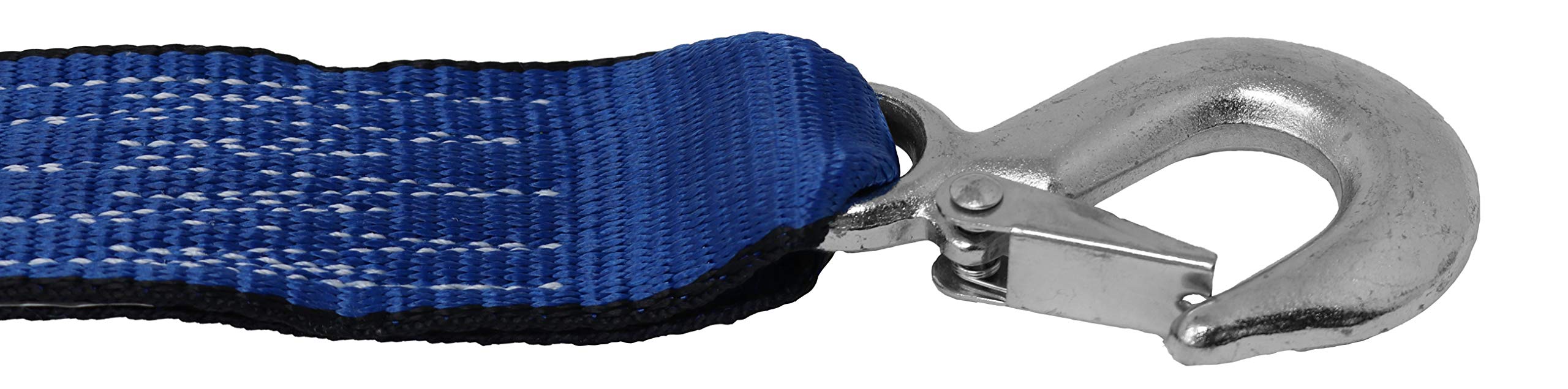 CustomTieDowns 2 Inch x 16 Foot Heavy Duty Replacement Winch Strap, Boat Hook On One End, 1 Inch Loop On Opposite End for Attachment to Winch. (Blue)