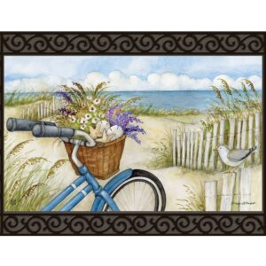 Studio M MatMates Beach Bike Decorative Floor Mat Indoor or Outdoor Doormat with Eco-Friendly Recycled Rubber Backing, 18 x 30 Inches