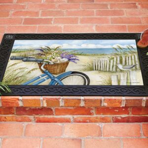 Studio M MatMates Beach Bike Decorative Floor Mat Indoor or Outdoor Doormat with Eco-Friendly Recycled Rubber Backing, 18 x 30 Inches