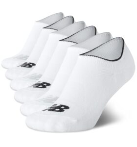 new balance women's invisible no show non-slip liner socks (6 pack), size 4-10, solid white