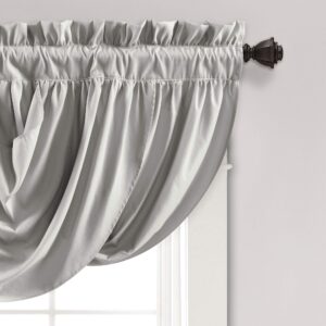 Lush Decor Lucia Elegant Waterfall Valance for Living Room Kitchen, and Bedroom, Soft Polyester Window Curtain, Single -Light Gray (42"W x 18"L)