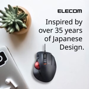 ELECOM EX-G Wired Trackball Mouse, Ergonomic Thumb Control, Smooth Tracking Roller Ball, 6 Programmable Buttons, Tilt Scroll, Computer Mice for PC Mac