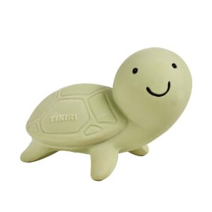 tikiri toys ocean buddies turtle natural rubber rattle (green)