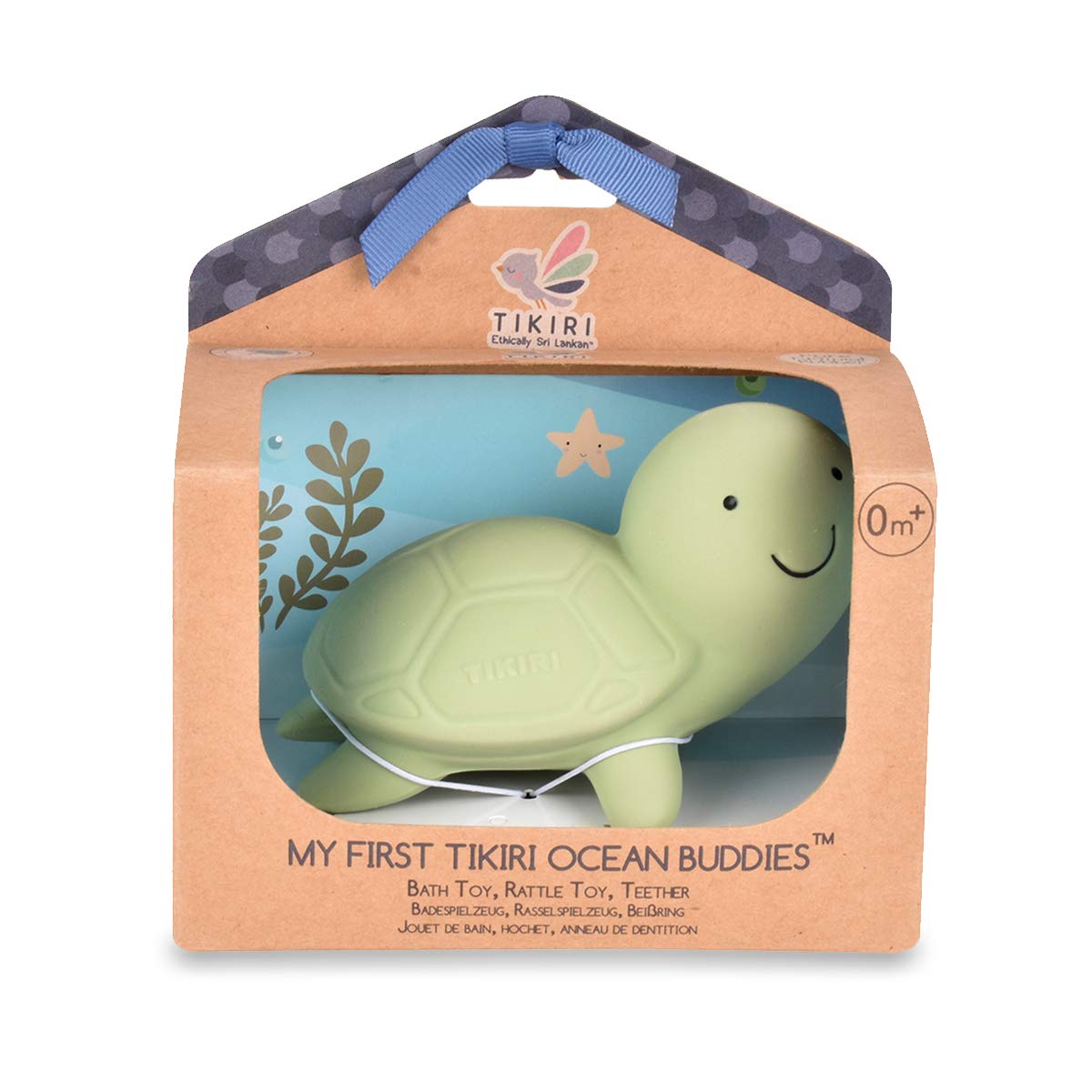 Tikiri Toys Ocean Buddies Turtle Natural Rubber Rattle (Green)