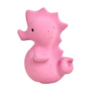 tikiri toys ocean buddies sea horse natural rubber rattle (pink)