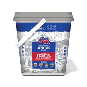 mountain house essential bucket | freeze dried backpacking & camping food | 22 servings | gluten-free