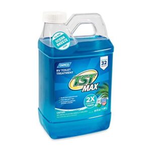 camco tst max ocean scent rv toilet treatment, 64 oz. - eliminates odors and breaks down waste in rv and marine holding tanks - environmentally safe and easy to use (41612)