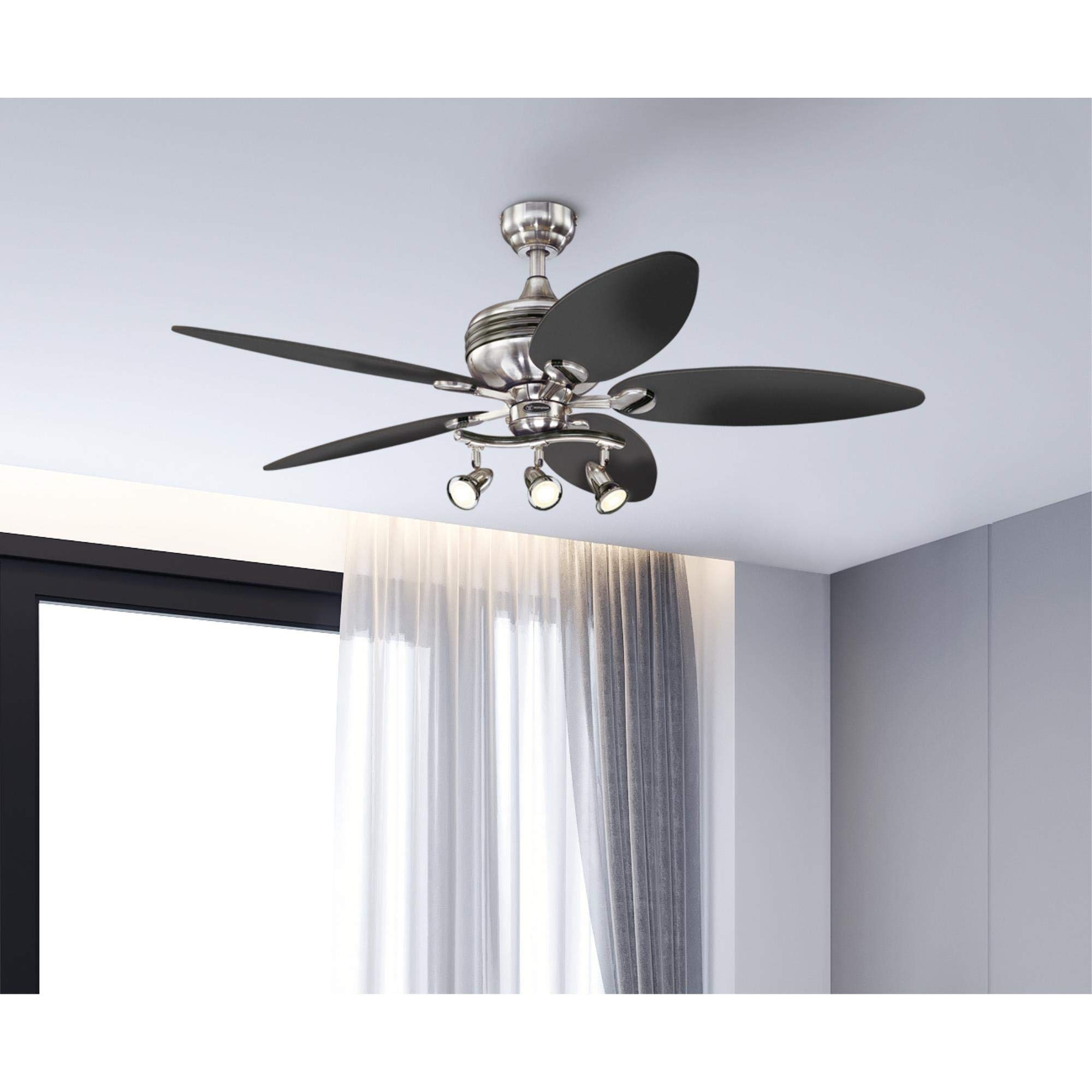 Westinghouse 7223100 Xavier II Indoor Ceiling Fan with Light, 52 Inch, Brushed Nickel