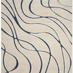 SAFAVIEH Florida Shag Collection Area Rug - 9'6" x 13', Cream & Blue, Non-Shedding & Easy Care, 1.2-inch Thick Ideal for High Traffic Areas in Living Room, Bedroom (SG471-1165)