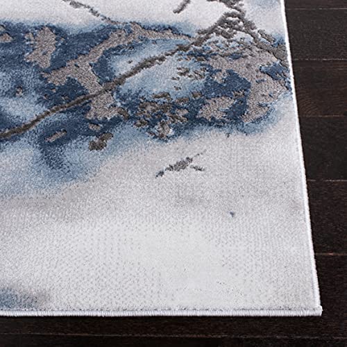 SAFAVIEH Craft Collection Area Rug - 5'3" x 7'6", Grey & Blue, Modern Abstract Design, Non-Shedding & Easy Care, Ideal for High Traffic Areas in Living Room, Bedroom (CFT877L)