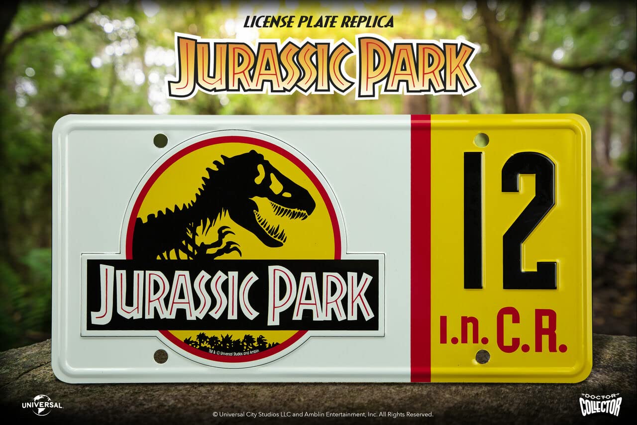 Doctor Collector Collectable Dennis Nedry Jurassic Park License Plate Replica, Multi