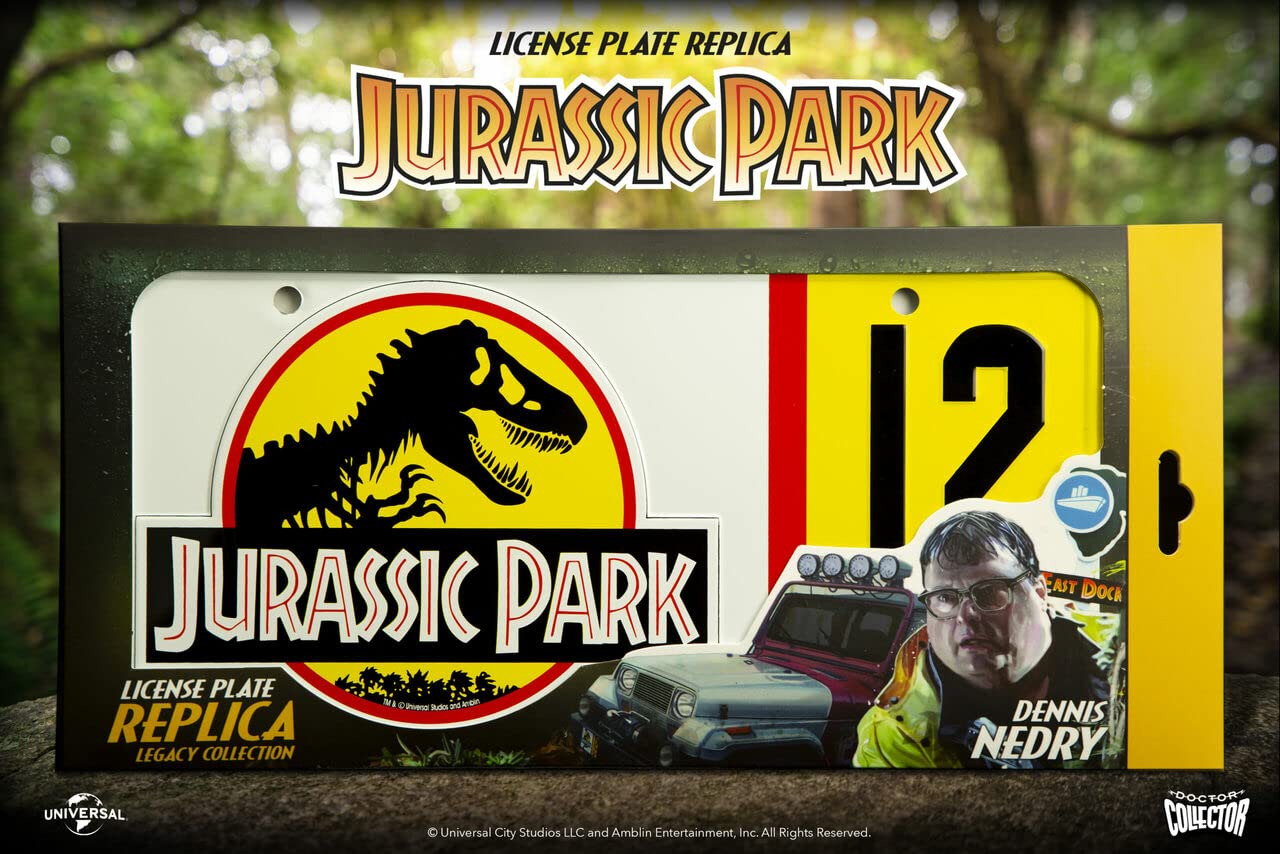 Doctor Collector Collectable Dennis Nedry Jurassic Park License Plate Replica, Multi