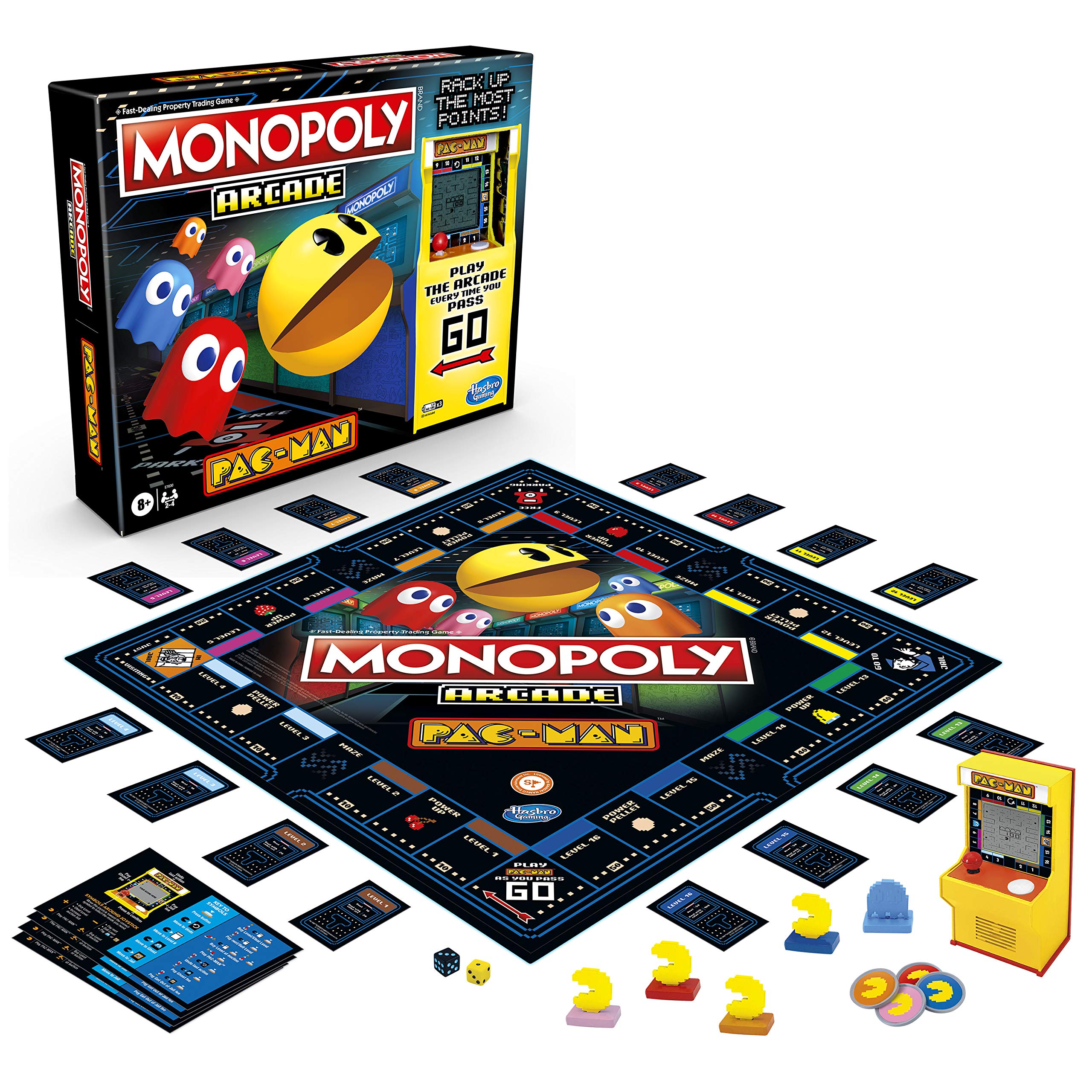 Monopoly Arcade Pac-Man Game Board Game for Kids Ages 8 and Up; Includes Banking and Arcade Unit