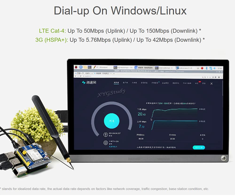 4G 3G 2G GSM GPRS GNSS HAT Based on SIM7600G-H LTE CAT4 150Mbps Wireless Communication Telephone Call SMS Positioning for Raspberry Pi 4 3 2 Model B B+ Zero W WH Jetson Nano (Global Version)@XYGStudy