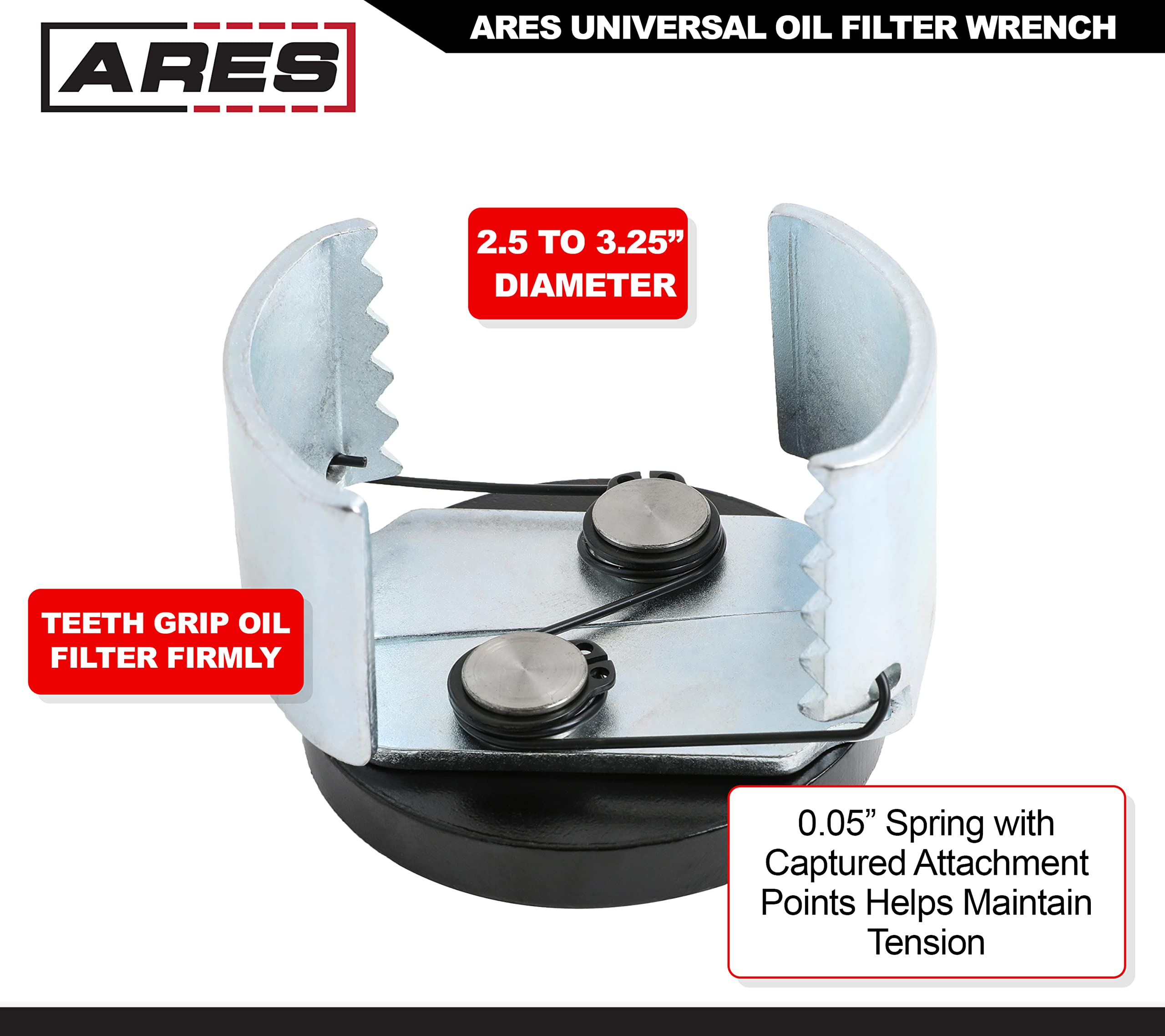 ARES 56028 - Universal Oil Filter Wrench - 3/8-Inch Drive - Removes 2.5 to 3.25-inch Diameter Spin-On Style Oil Filters