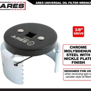 ARES 56028 - Universal Oil Filter Wrench - 3/8-Inch Drive - Removes 2.5 to 3.25-inch Diameter Spin-On Style Oil Filters