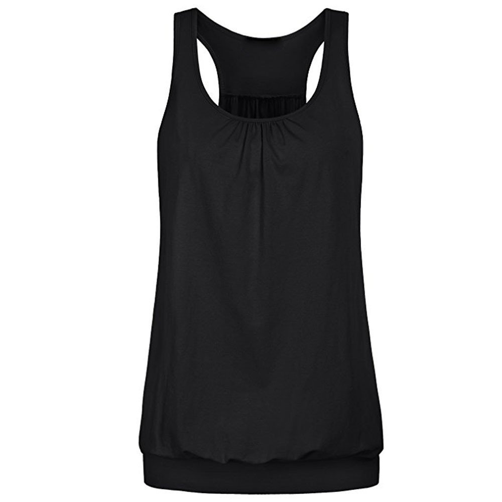 WUAI-Women Racerback Tank Tops Workout Gym Exercise Athletic Yoga Tops Fitness Loose Sleeveless Shirts Vests Black