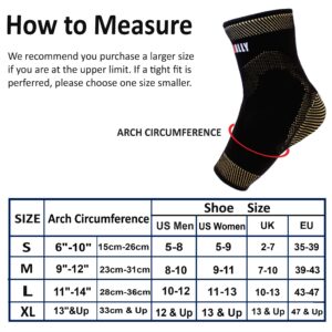 NeoAlly Copper Ankle Support Brace Compression Sleeve with Silicone Gel Reduce Foot Swelling Pain Relief from Plantar Fasciitis and Achilles Tendon (Medium - 1 Pair)