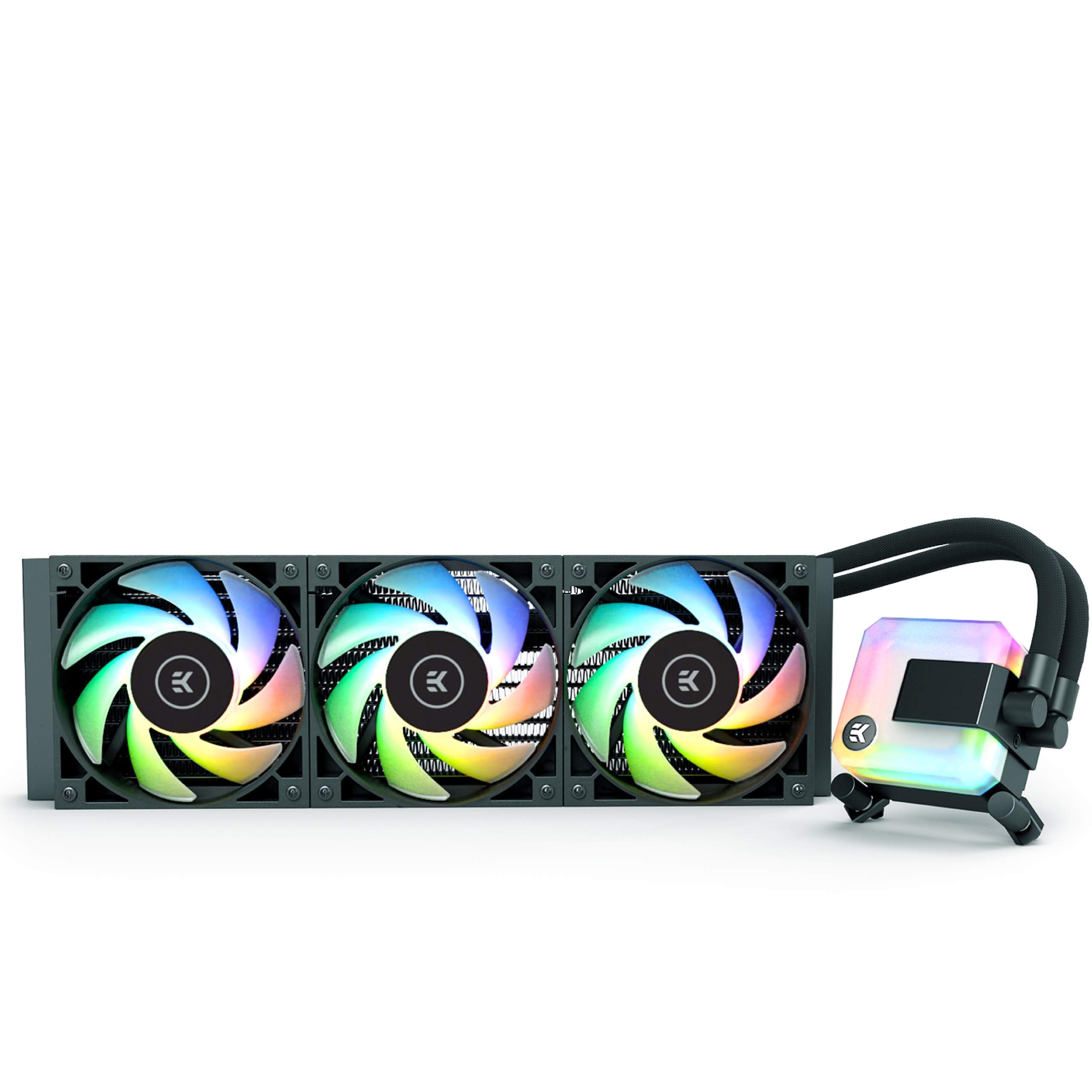 EK AIO 360mm, D-RGB All-in-One CPU Cooler with EK-Vardar High-Performance PMW Fans, Water Cooling Computer Parts, 120mm Fan, Intel 115X/1200/2066, AMD AM4