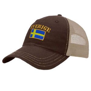 richardson trucker mesh hat sweden sverige flag embroidery cotton dad hats for men & women snapback brown khaki