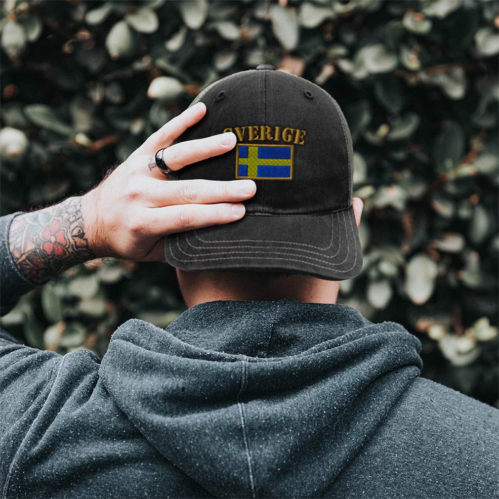 Richardson Trucker Mesh Hat Sweden Sverige Flag Embroidery Cotton Dad Hats for Men & Women Snapback Brown Khaki