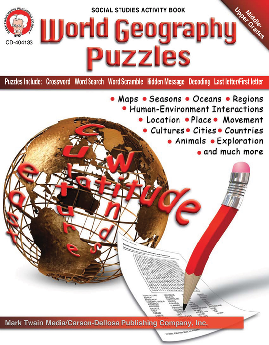 Mark Twain | World Geography Puzzles Workbook | Grades 6–12, Printable